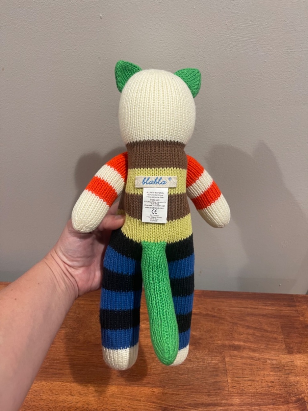 Blabla doll Mikado the cat stuffed animal plush multicolor stripes 13" - Picture 5 of 7